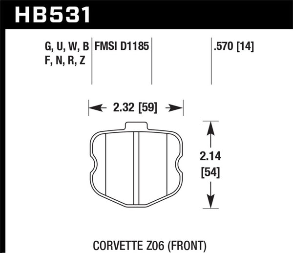 Hawk 06-10 Chevy Corvette (OEM Pad Design) Front Ceramic Sreet Brake Pads - Bull Strap