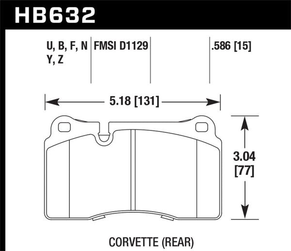 Hawk 06-10 VW Touareg Front / 09-11 Corvette Z06/ZR-1 (w/Carbon Ceramic Brake Package and Iron rotor - Bull Strap