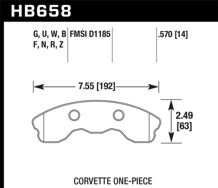 Hawk 06-13 Chevrolet Corvette Z06 DTC-60 Race Front Brake Pads (One Piece) - Bull Strap