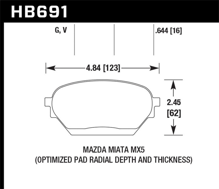 Hawk 06-14 Mazda MX-5 DTC-60 Race Front Brake Pads - Bull Strap