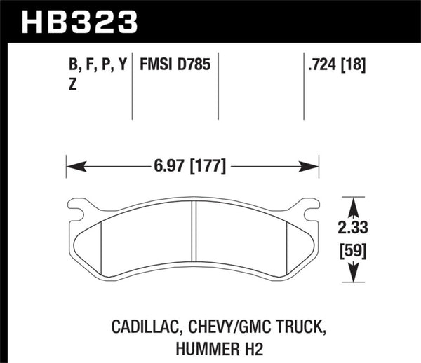 Hawk 06 Chevy Avalanche 2500 / GMC Truck / Hummer Super Duty Street Rear Brake Pads - Bull Strap