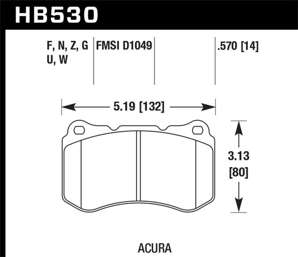Hawk 07-08 Acura TL 3.5L / 04-08 TL 3.2L Type S HPS Street Front Brake Pads - Bull Strap