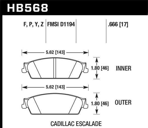 Hawk 07-08 Escalade 6.2 / 07-08 Avalanche Super Duty Rear Brake Pads - Bull Strap