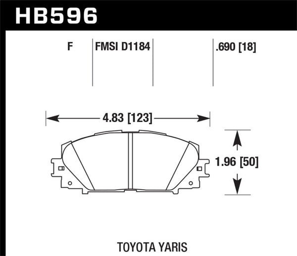 Hawk 07-16 Toyota Yaris HPS 5.0 Front Brake Pads - Bull Strap