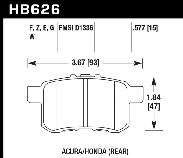 Hawk 08-10 Honda Accord 2.4L/3.0L/3.5L / 09-10 Acura TST 2.4L HPS Street Rear Brake Pads - Bull Strap
