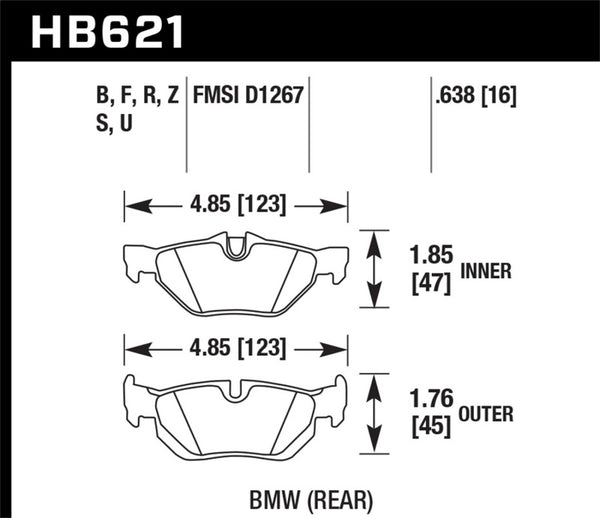 Hawk 08-11 BMW 128i / 10 BMW 323i / 07-11 BMW 328i / 07-11 BMW 328XI DTC-70 Race Rear Brake Pads - Bull Strap
