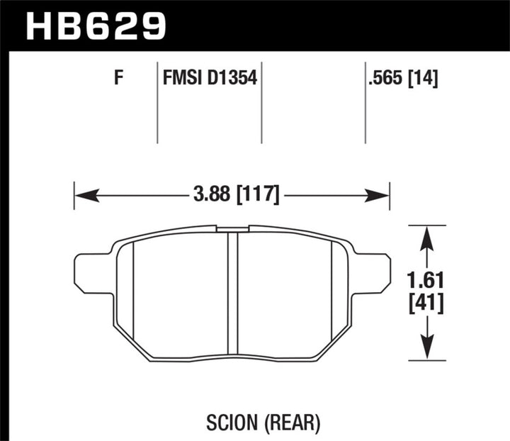 Hawk 08-11 Scion xB / 09-10 Toyota Corolla / 09-10 Matrix / 10 Prius  HPS Street Rear Brake Pads - Bull Strap