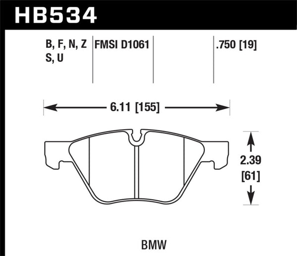 Hawk 08-12 BMW 128i /06 325i/325Xi /07 328i/328Xi /06 330i/330Xi Front HT-10 Race Brake Pads - Bull Strap