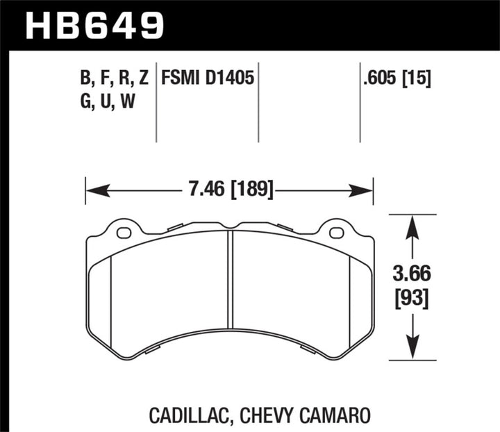 Hawk 08-12 Cadillac CTS-V / 12 Jeep Grand Cherokee (WK2) SRT8 DTC-60 Front Race Brake Pads - Bull Strap