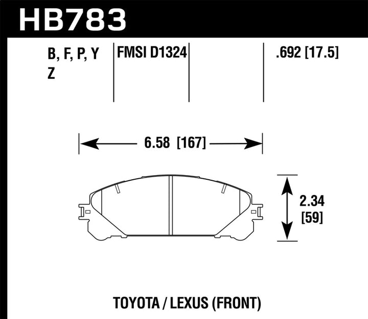 Hawk 08-16 Toyota Highlander LTS Street Front Brake Pads - Bull Strap