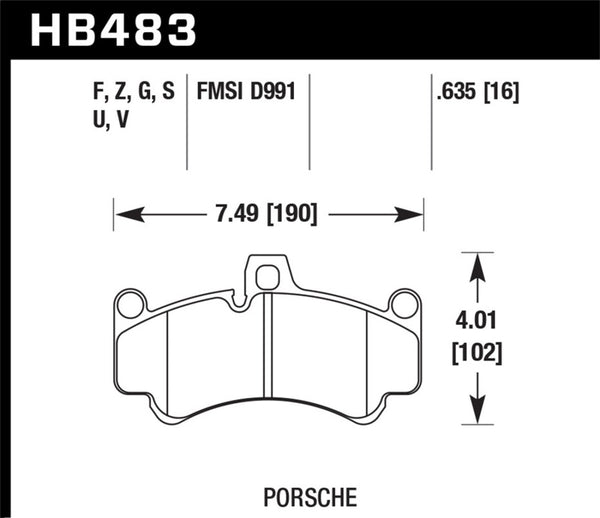 Hawk 08 Porsche 911 Targa 4/4S/03-05 911 GT2/04-08 GT3/07-08 Turbo PC Street Front Brake Pads - Bull Strap