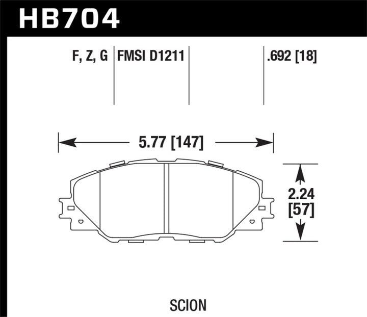 Hawk 09-10 Pontiac Vibe 2.4L / 11-12 Scion tC HPS Front Street Brake Pads - Bull Strap