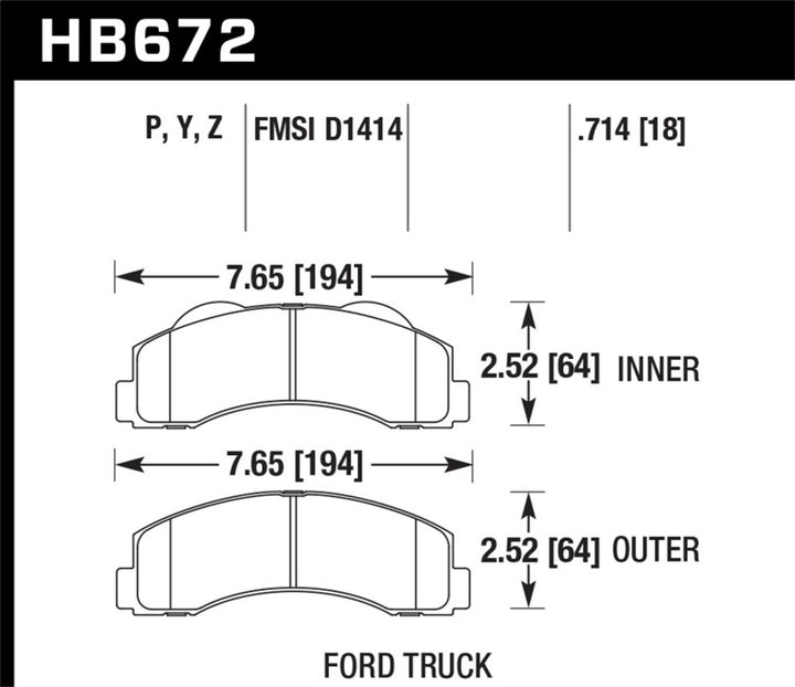 Hawk 10-11 Ford Expedition/F-150 SVT Raptor / 10-11 F-150 LTS Front Street Brake Pad - Bull Strap