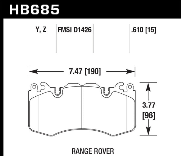 Hawk 10-11 Range Rover/Range Rover Sport Supercharged Performance Ceramic Street Front Brake Pads - Bull Strap