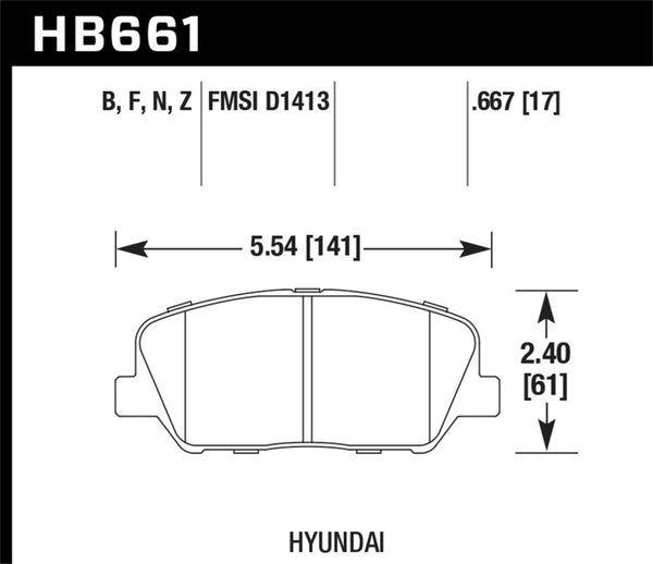 Hawk 10 Hyundai Genesis Coupe (w/o Brembo Breaks) HPS Street Front Brake Pads - Bull Strap