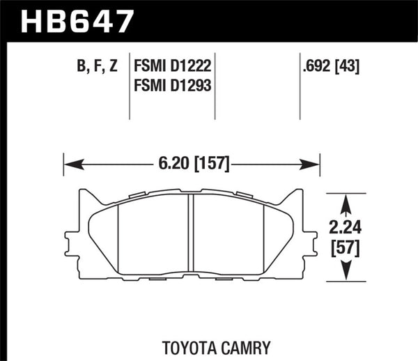 Hawk 10 Lexus ES350 / 07-11 Toyota Camry SE/XLE HPS Street Front Brake Pads - Bull Strap