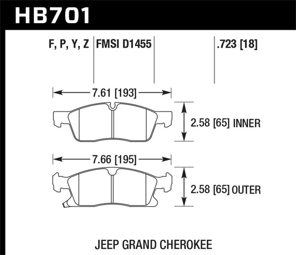 Hawk 11-12 Dodge Durango / 11-12 Jeep Grand Cherokee LTS Front Street Brake Pads - Bull Strap