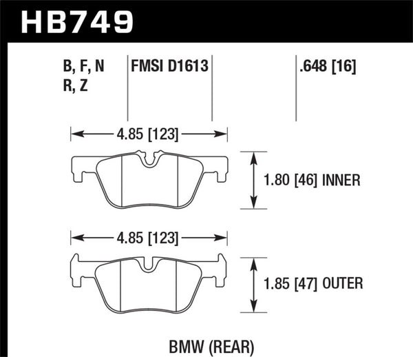 Hawk 13-14 BMW 328i/328i xDrive / 2014 428i/428i xDrive HPS 5.0 Rear Brake Pads - Bull Strap