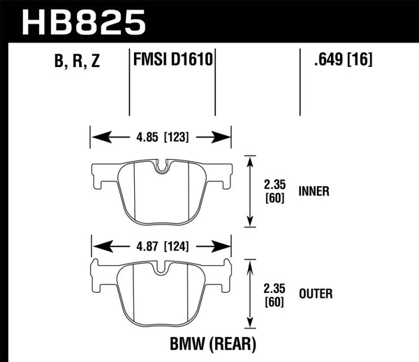 Hawk 13-15 BMW 335i/335i xDrive / 14-16 BMW 435i/435i xDrive HPS 5.0 Rear Brake Pads - Bull Strap