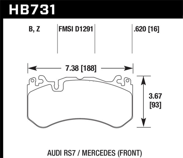 Hawk 13-16 Mercedes SL Class / 16-17 Audi RS7  Performance Ceramic Front Brake Pads - Bull Strap