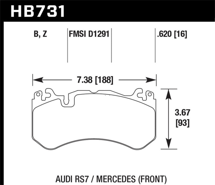 Hawk 13-16 Mercedes SL Class / 16-17 Audi RS7  Performance Ceramic Front Brake Pads - Bull Strap