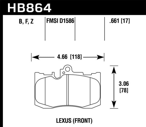 Hawk 13-17 Lexus GS350/GS350 F Sport / 12-17 Lexus IS350 HPS Street Front Brake Pads - Bull Strap