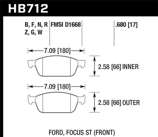 Hawk 13 Ford Focus Performance Ceramic Front Street Brake Pads - Bull Strap