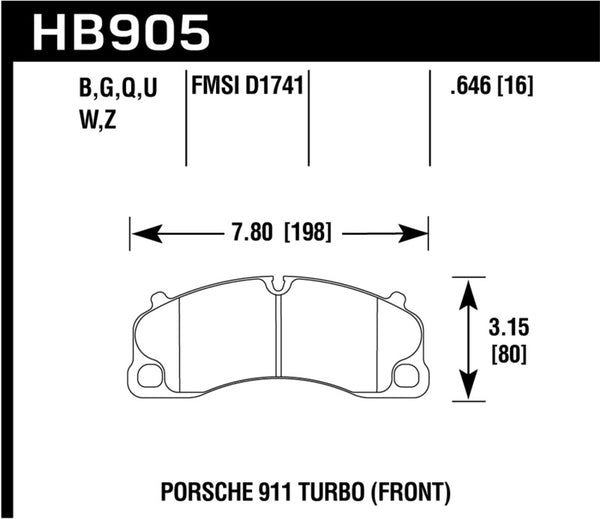 Hawk 14-18 Porsche 911 Performance Ceramic Street Front Brake Pads - Bull Strap