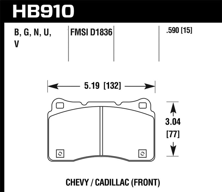 Hawk 15-16 Cadillac XTS / Chevrolet Corvette DTC-60 Front Brake Pads - Bull Strap