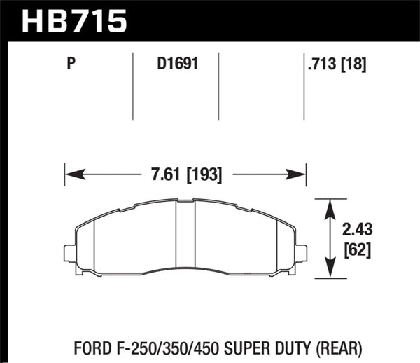 Hawk 15-17 Ford F-250/350 LTS Street Rear Brake Pads - Bull Strap
