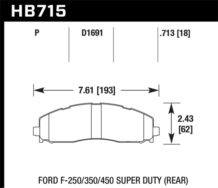 Hawk 15-17 Ford F-250/350 LTS Street Rear Brake Pads - Bull Strap