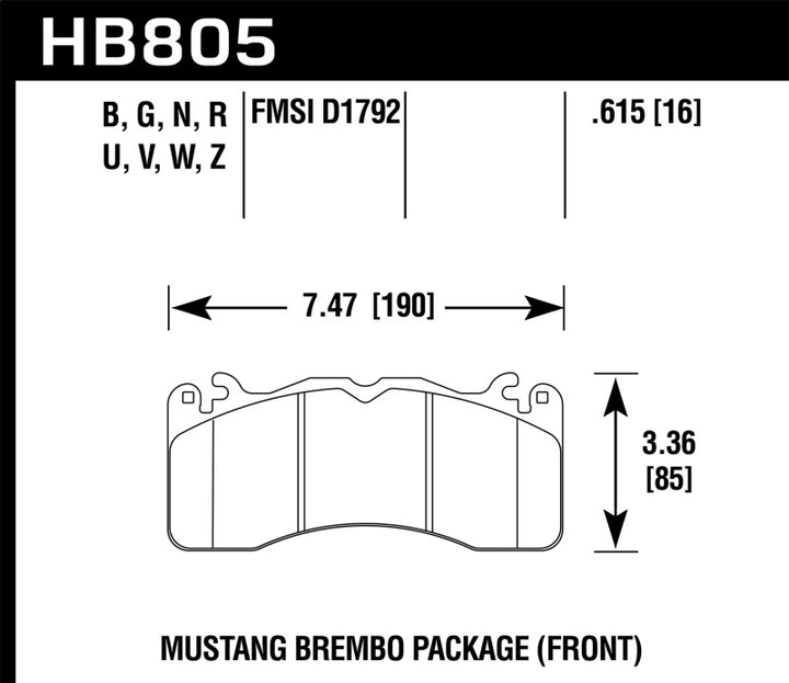 Hawk 15-17 Ford Mustang Brembo Package DTC-60 Front Brake Pads - Bull Strap