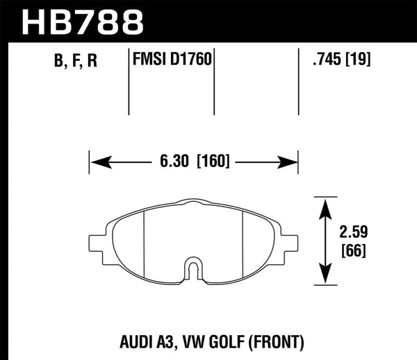 Hawk 15-17 VW Golf / Audi A3/A3 Quattro Front High Performance Brake Pads - Bull Strap