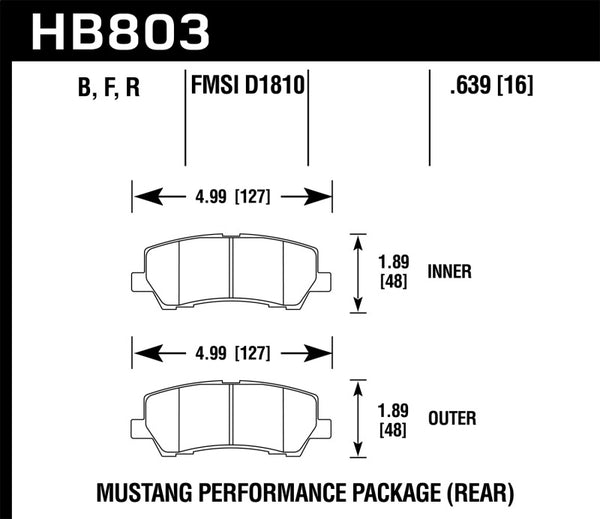 Hawk 15-20 Ford Mustang GT 5.0L / 16-17 Mustang Brembo Package DTC-30 Race Rear Brake Pads - Bull Strap