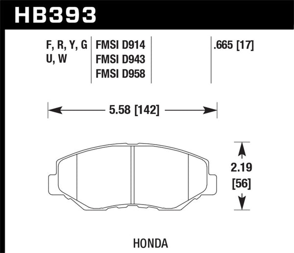 Hawk 15 Honda Accord Race Front DTC-30 Brake Pads - Bull Strap