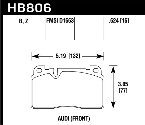 Hawk 16-17 Audi A6 Performance Ceramic Street Front Brake Pads - Bull Strap