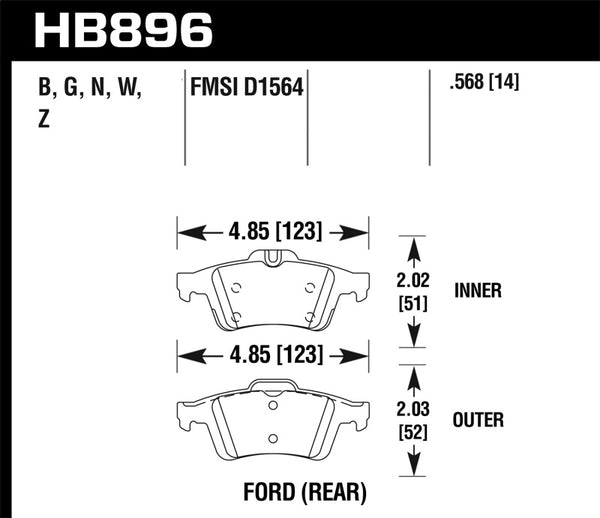 Hawk 16-18 Ford Focus RS HP+ Street Rear Brake Pads - Bull Strap