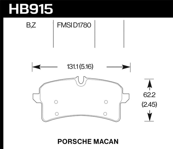 Hawk 16-18 Porsche Macan HPS 5.0 Street Rear Brake Pads - Bull Strap