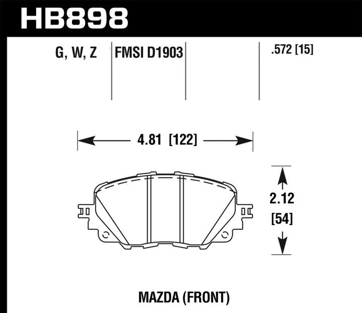 Hawk 17-19 Fiat 124 Spider DTC-30 Front Brake Pads - Bull Strap