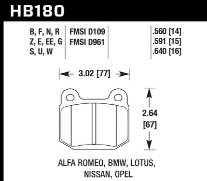 Hawk 1984-1986 Alfa Romeo GTV-6 2.5 HPS 5.0 Front Brake Pads - Bull Strap