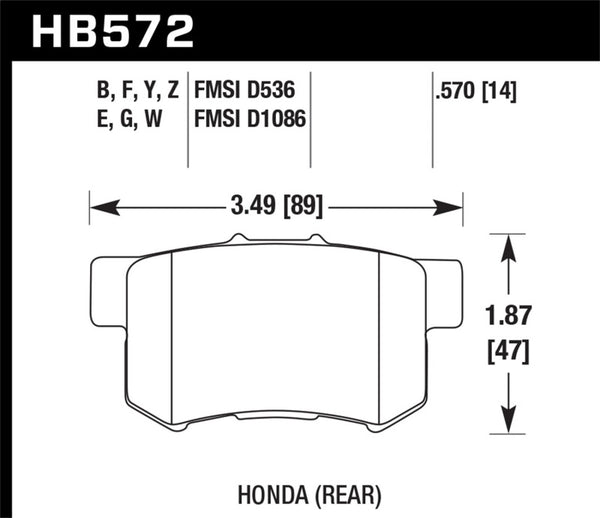 Hawk 2001-2003 Acura CL Type-S HPS 5.0 Rear Brake Pads - Bull Strap