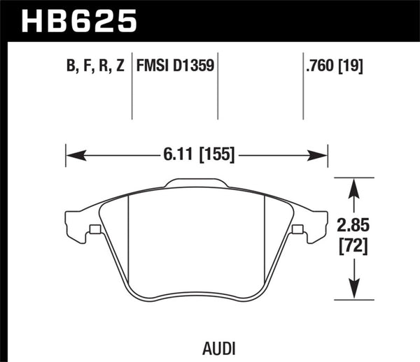 Hawk 2001-2010 Audi S3 European HPS 5.0 Front Brake Pads - Bull Strap