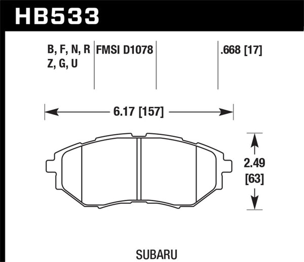 Hawk 2006-2007 Subaru B9 Tribeca Limited HPS 5.0 Front Brake Pads - Bull Strap