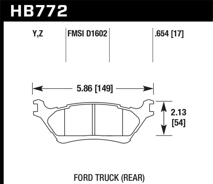 Hawk 2012-2016 Ford F-150 / Full-Size Trucks and SUV - LTS Street Brake Pads - Bull Strap