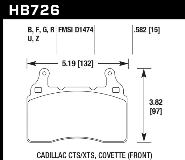 Hawk 2014 Chevrolet Corvette HPS 5.0 Front Brake Pads - Bull Strap