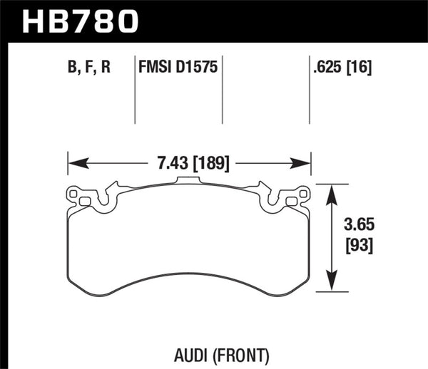 Hawk 2016 Audi A8 Front High Performance Brake Pads - Bull Strap