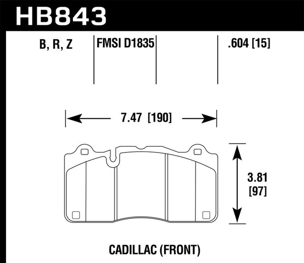 Hawk 2016 Cadillac CTS DTC-70 Front Race Brake Pads - Bull Strap