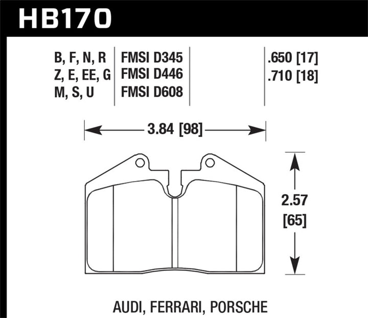Hawk 79-99 Porsche 911 / 86-95 Porsche 928 / 86-94 Porsche 944 Turbo DTC-60 Race Rear Brake Pads - Bull Strap