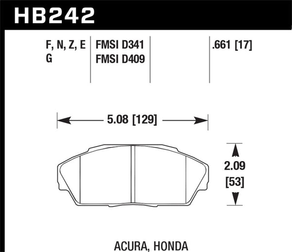 Hawk 86-01 Acura (Various) / 88-93 Honda (Various) DTC-60 Race Front Brake Pads - Bull Strap