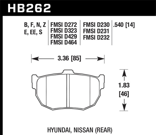 Hawk 89-97 Nissan 240SX SE HPS Street Rear Brake Pads - Bull Strap